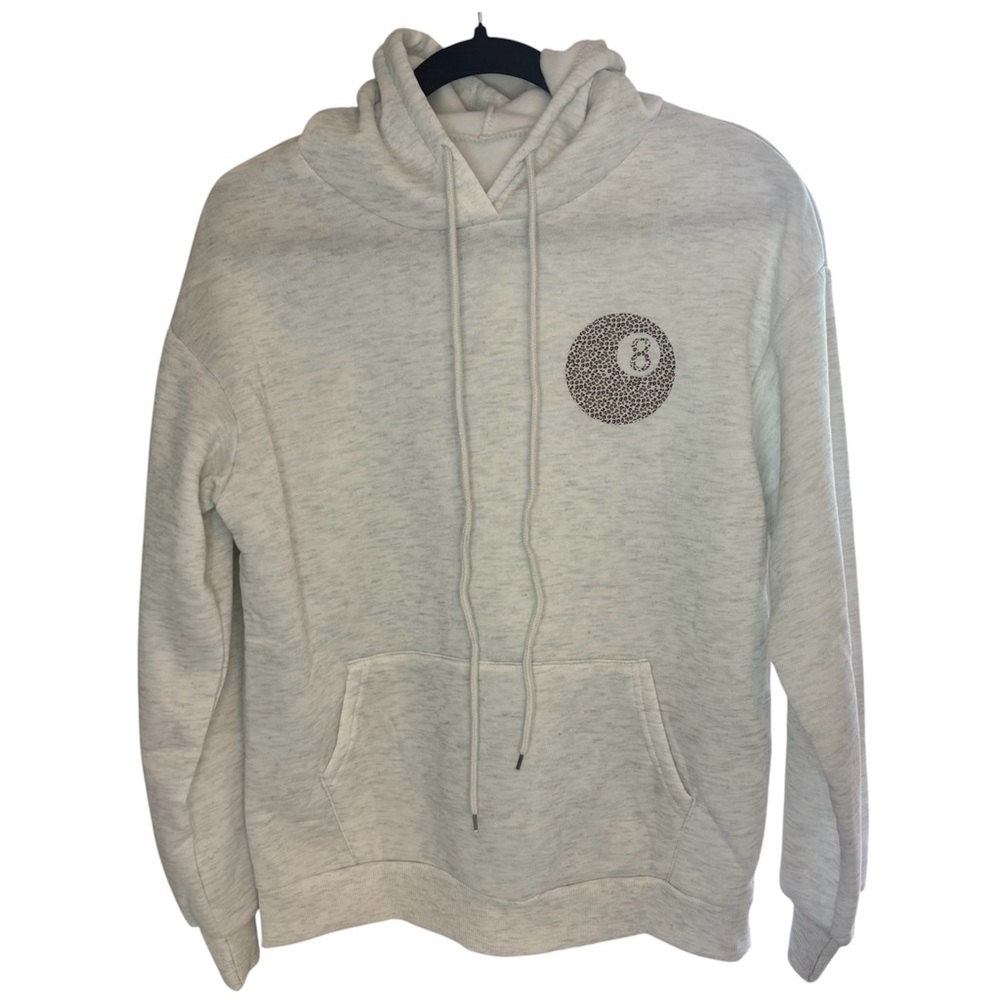 Oversized Hoodie Grey Billiard 8 Ball Graphic Leopard Pullover Sweatshirt, [Sm]